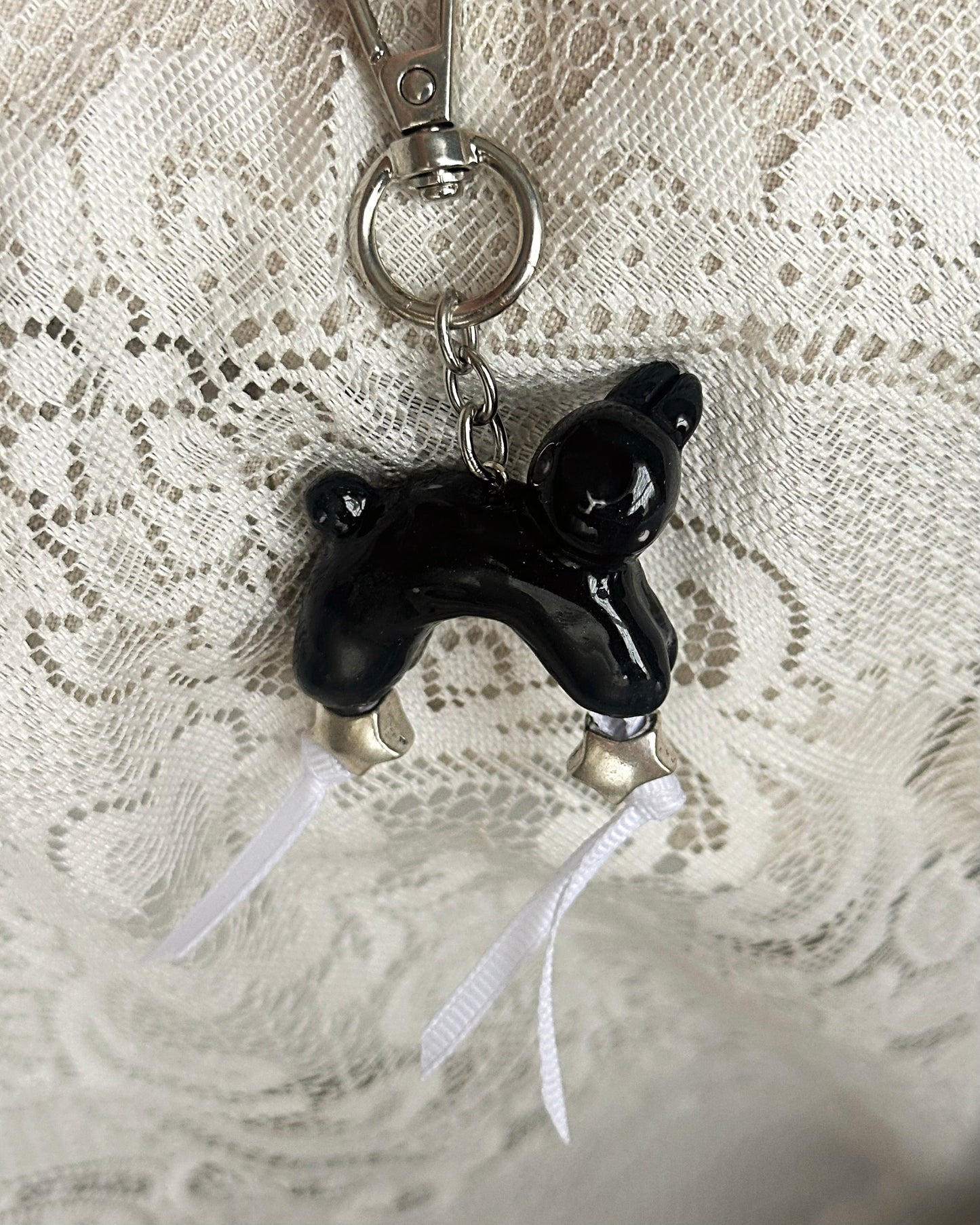 Leaping Yin-Yang Bunny Keychain Duo