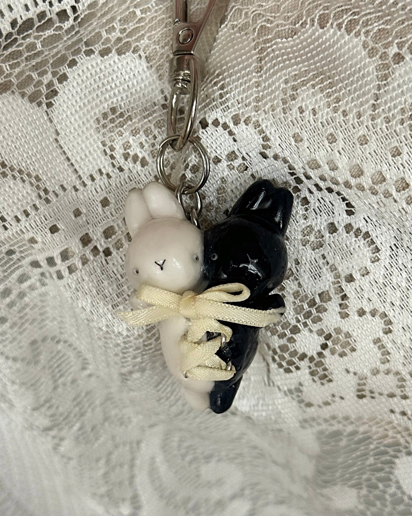 Yin-Yang Bunny Keychain