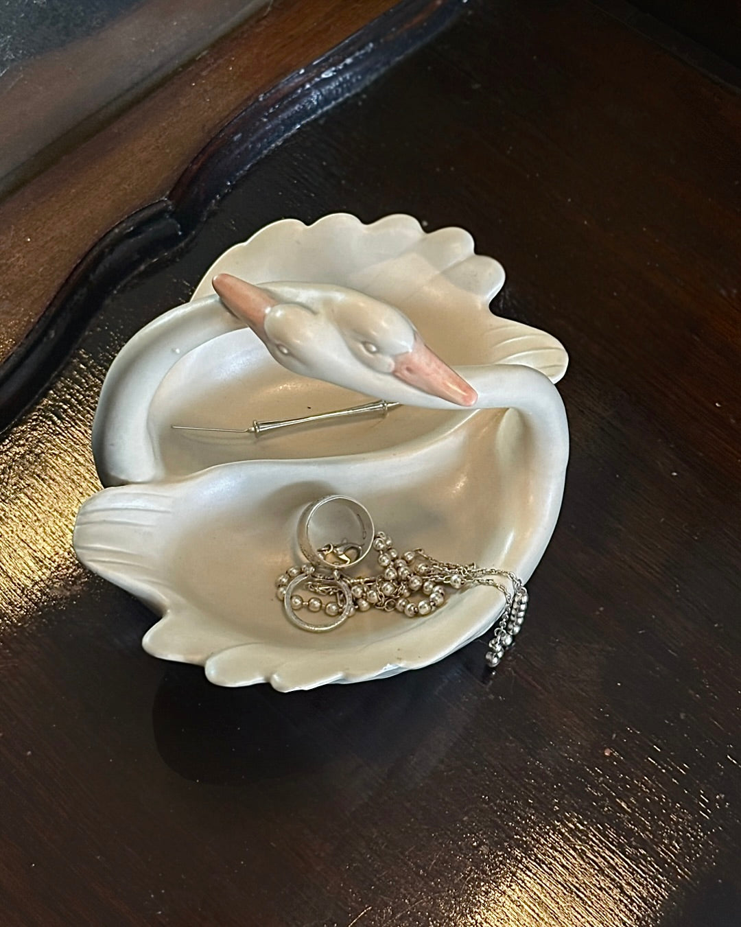 Vintage Double Swan Ceramic Dish