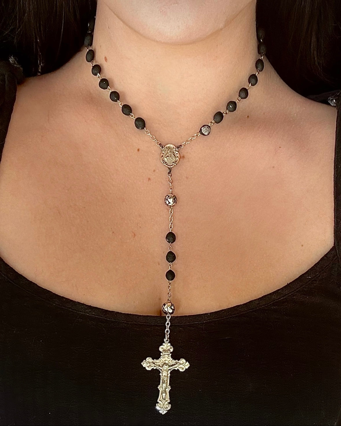 Vintage Reworked Rosary Choker Necklace