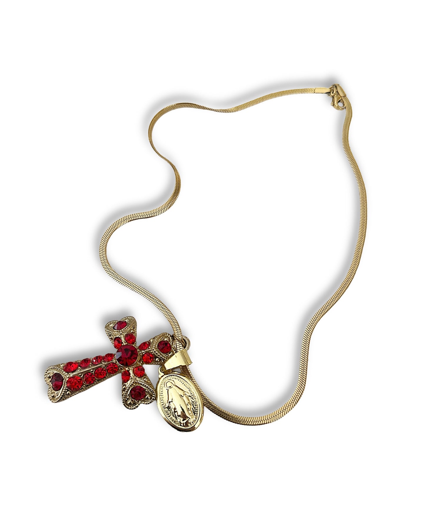 Vintage Red Cross Pendant Necklace