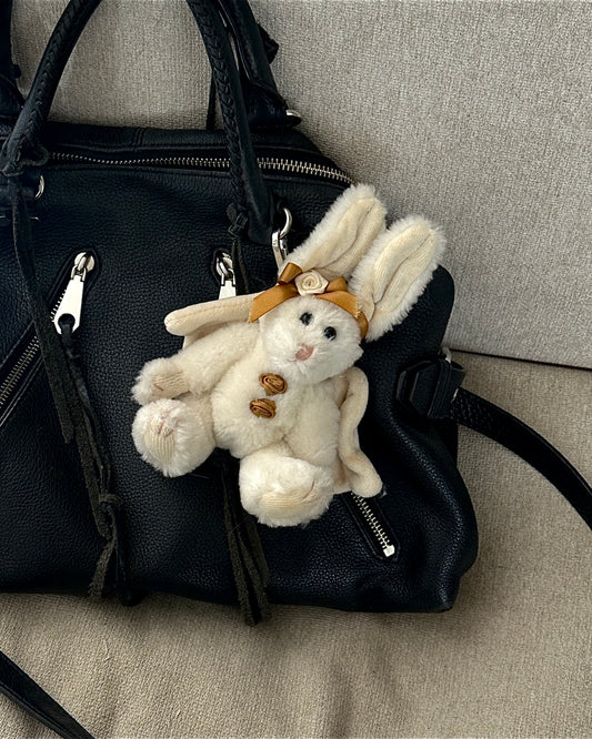 Vintage Movable Bunny Plush Keychain